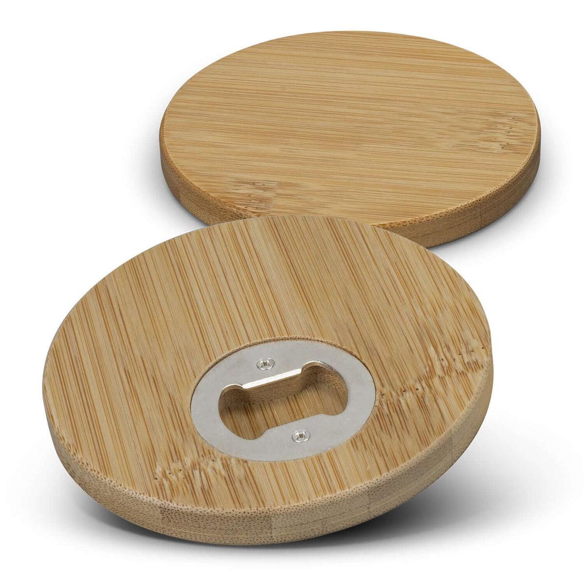 Bamboo Bottle Opener Coaster Round - Set of 2 Corporate Gift Singapore