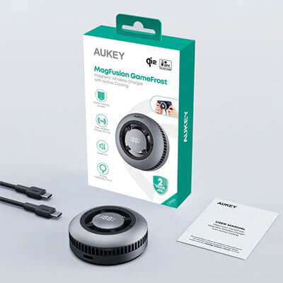 Aukey LC-G10 Qi2 Magnetic Fast Wireless Charging Active Cooling with Magnetic Ring Corporate Gifts Singapore