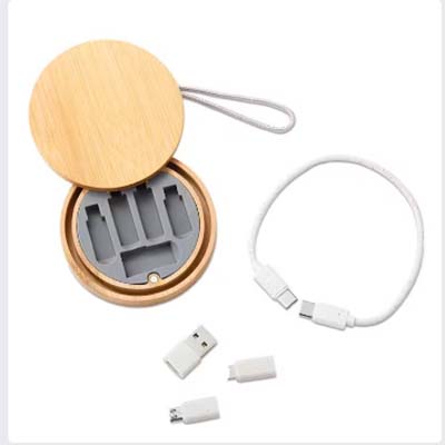 Eco Charging Cable with Bamboo Box by Corporate Gift Store Singapore