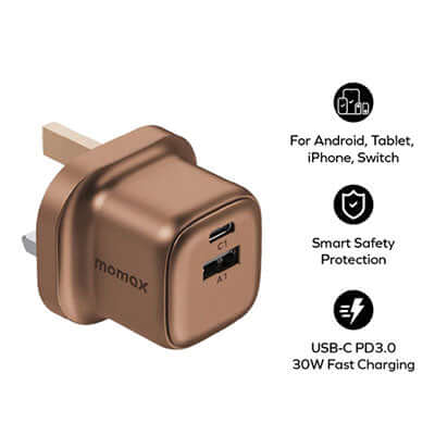 Momax 1-Charge 2-Port GaN Charger 30W by Corporate Gift Store Singapore