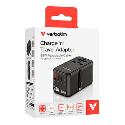Verbatim Charge ‘n’ Travel Adapter 5 Port 85W Retractable Cable (CNT-02) Corporate Gift Singapore