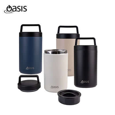 Oasis Stainless Steel Insulated Dual Compartment Food Flask with Handle 700ML by Corporate Gift Store Singapore