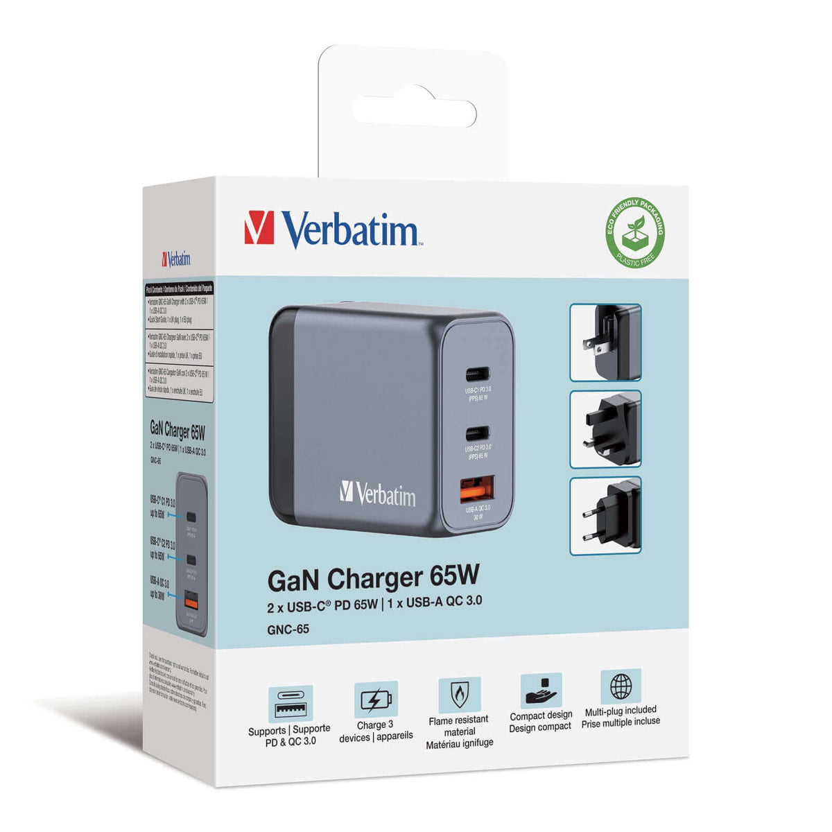 Verbatim 3-Port 65W GaN Charger 32201 by Corporate Gift Store Singapore