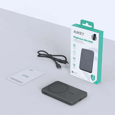 Aukey PB-MS03 MagFusion Slim 5000mAh Magnetic Wireless Power Bank by Corporate Gift Store Singapore