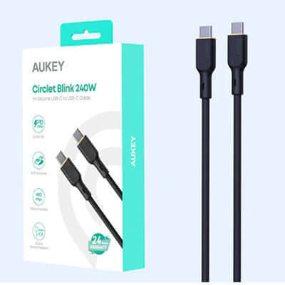 Aukey CB-SCC241/CB-SCC242 Circlet Blink 240W Silicone USB-C to USB-C Cable by Corporate Gift Store Singapore