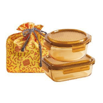 LocknLock Amber Glass Lunch Box 3pcs Set by Corporate Gift Store Singapore