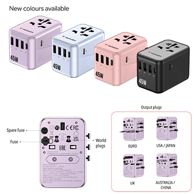 Verbatim 5 Port 45W Universal Travel Adapter (UTA-08) Corporate Gifts Singapore