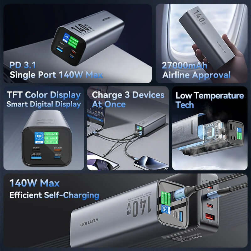 Vention 27000mAh Power Bank 140W by Corporate Gift Store Singapore
