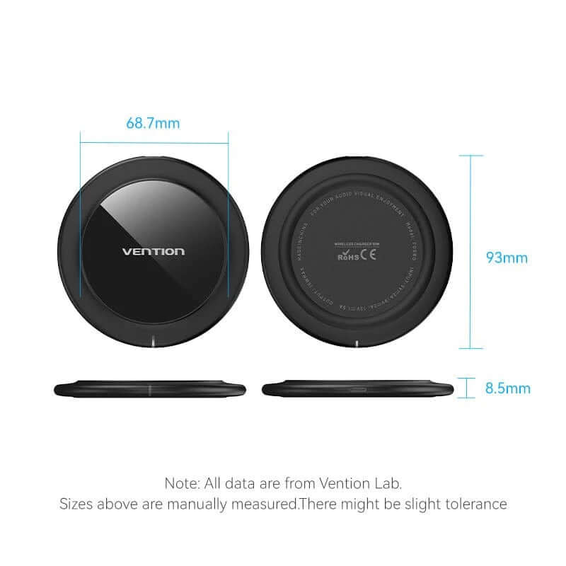 Vention Wireless Charger 15W Black Mirrored Surface Type by Corporate Gift Store Singapore