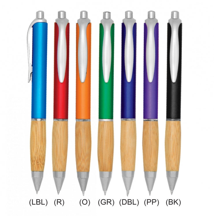 Plastic Pen with Wood Pattern Grip by Corporate Gift Store Singapore