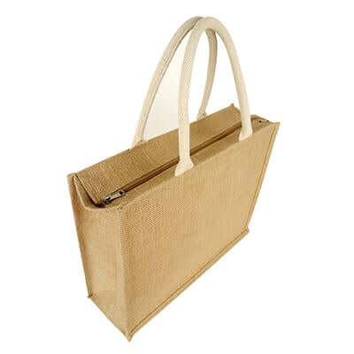Eco Friendly Jute Tote Bag with Zip by Corporate Gift Store Singapore