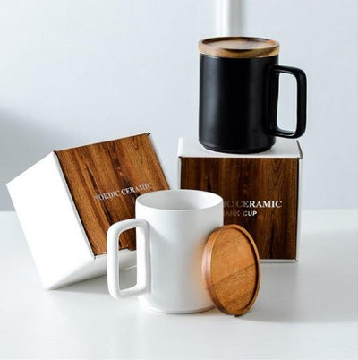Ceramic Mug with Natural Wooden Lid | gifts shop
