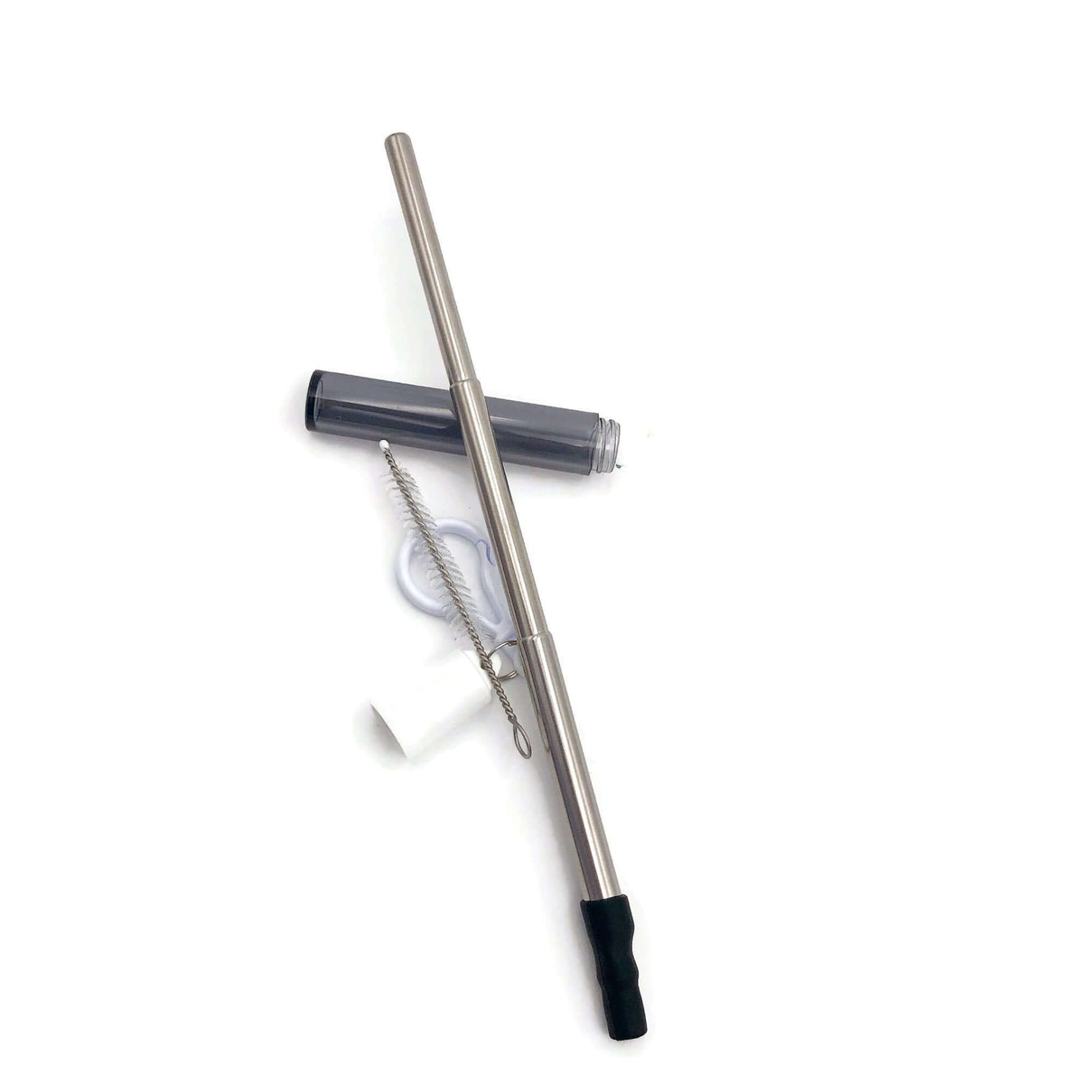 Collapsible Metal Straw in Plastic Cylinder Container by Corporate Gift Store Singapore