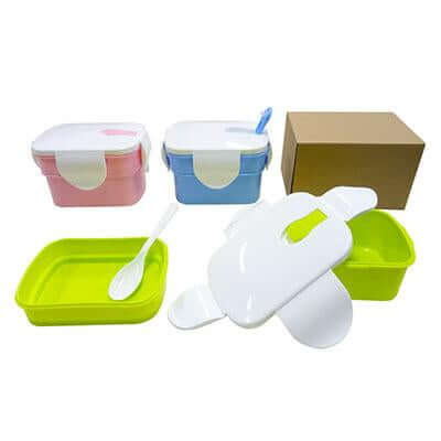 2-Tier Rectangular Lunch Box with spoon by Corporate Gift Store Singapore