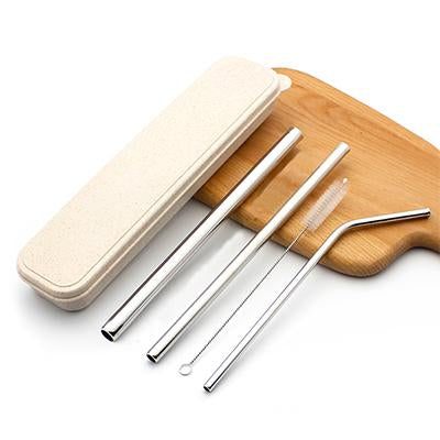 Stainless Steel 3 piece Straw set with brush & box | gifts shop