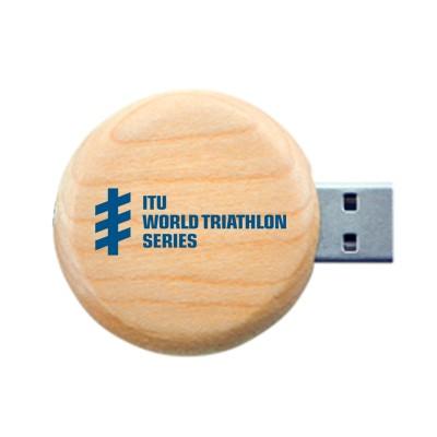 Wooden Round USB Flash Drive by Corporate Gift Store Singapore