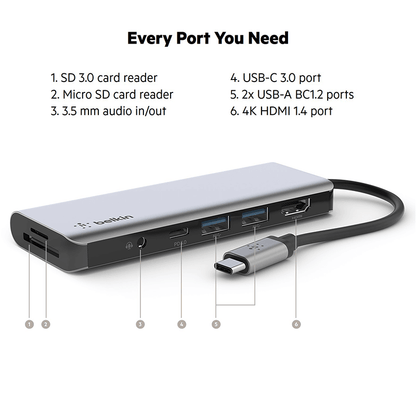 Belkin Connect USB-C 7-in-1 Multiport Hub Adapter by Corporate Gift Store Singapore