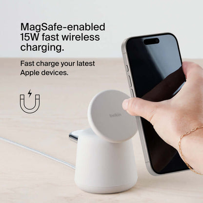 Belkin WIZ020 BoostCharge Pro 2-in-1 Wireless Charging Dock with MagSafe 15W by Corporate Gift Store Singapore