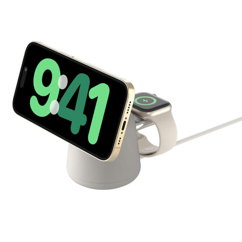 Belkin WIZ020 BoostCharge Pro 2-in-1 Wireless Charging Dock with MagSafe 15W by Corporate Gift Store Singapore