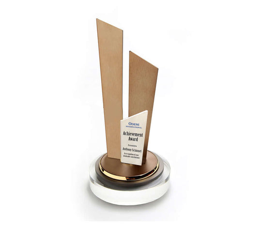 Progressive Pillars on Round Crystal Base by Corporate Gift Store Singapore