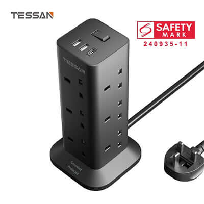 TESSAN Socket Tower 12 Ways Outlet Extension Plug with Multi Plugs by Corporate Gift Store Singapore