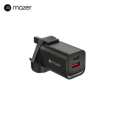 Mazer GaNPrestige 33W GaN Wall Charger with Travel Pins (2 Ports) by Corporate Gift Store Singapore