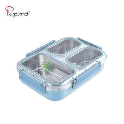 La Gourmet Sassy 1.2L 3 Compartments Stainless Steel Insert Lunch Box by Corporate Gift Store Singapore