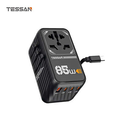 TESSAN 85W Travel Adapter with Built-in USB-C 75cm Cable by Corporate Gift Store Singapore