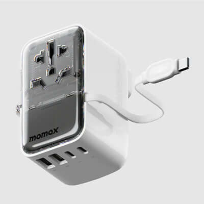 Momax 1-World+ Flow 4-Port Travel Charger With Built-In USB-C Cable 35W by Corporate Gift Store Singapore