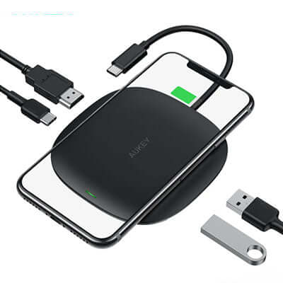 Aukey CB-C70 5-in-1 Unity Wireless Charging USB-C Hub by Corporate Gift Store Singapore
