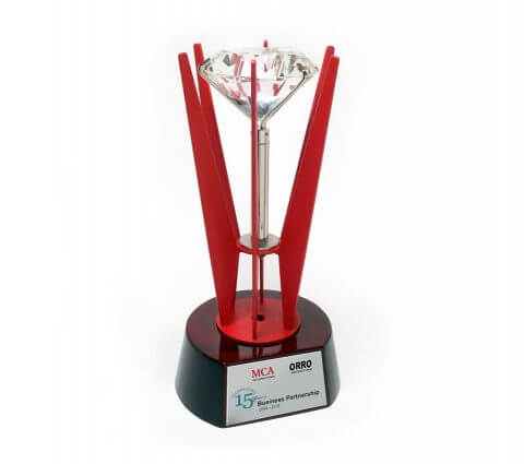 Lamina Diamond on Round Wood Base by Corporate Gift Store Singapore