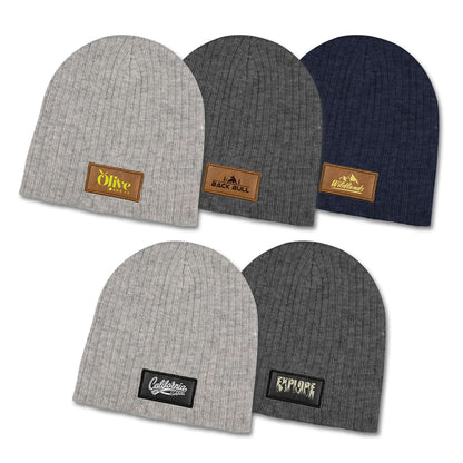 Nebraska Heather Cable Knit Beanie With Patch Corporate Gift Singapore