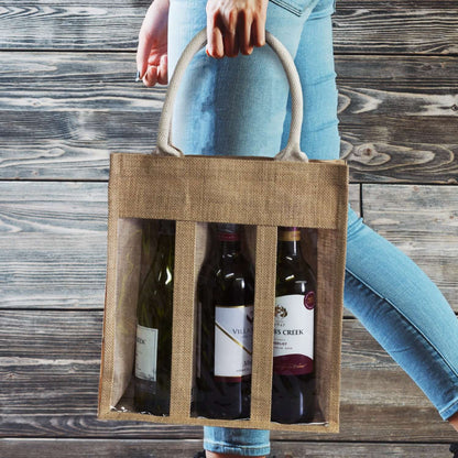Serena Jute Triple Wine Carrier Corporate Gift Singapore