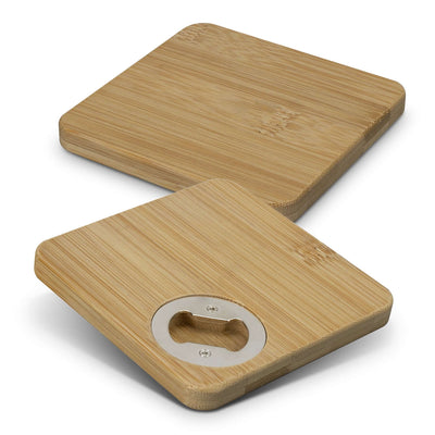Bamboo Bottle Opener Coaster Square - Set of 2 Corporate Gift Singapore