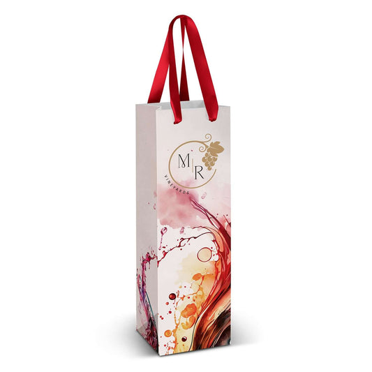 Wine Ribbon Handle Paper Bag - Full Colour Corporate Gift Singapore