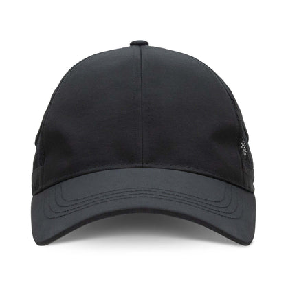 Pulse Sports Cap in black, featuring mesh panels for ventilation and adjustable back strap.
