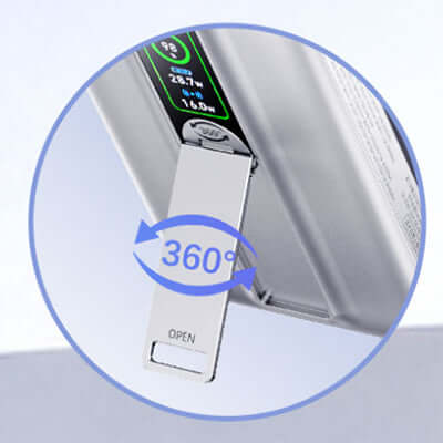 Remax FP-52 10000mAh Suction Wireless Powerbank with C Cable 360° Stand showing 360° rotating folding stand.