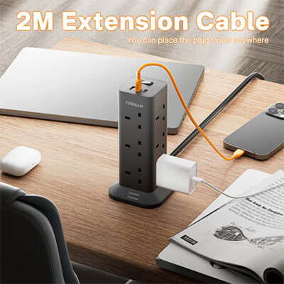 TESSAN Socket Tower 12 Ways Outlet Extension Plug with Multi Plugs by Corporate Gift Store Singapore