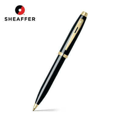 Sheaffer® 100 Glossy Black Ballpoint Pen With Gold Trims by Corporate Gift Store Singapore