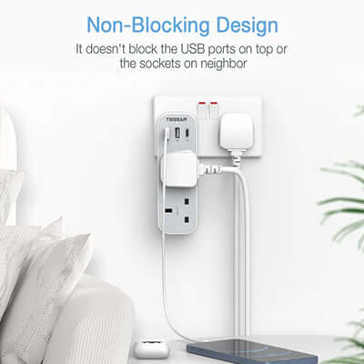 TESSAN Vertical Socket Extension Adaptor with 3 USB by Corporate Gift Store Singapore