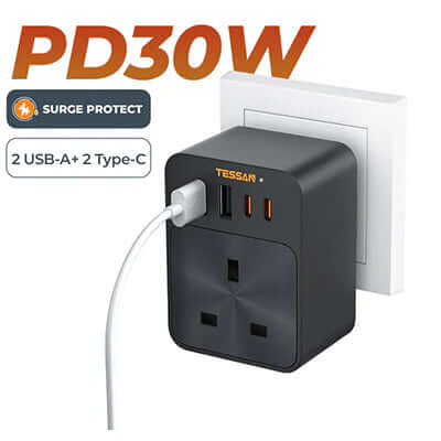 TESSAN PD30W Wall Plug Socket Extension Multi Charger by Corporate Gift Store Singapore