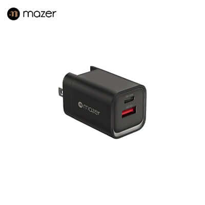 Mazer GaNPrestige 33W GaN Wall Charger with Travel Pins (2 Ports) by Corporate Gift Store Singapore