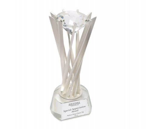 Senza Radius Diamond on Round Crystal Base by Corporate Gift Store Singapore