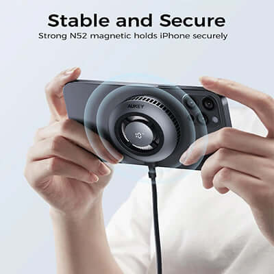 Aukey LC-G10 Qi2 Magnetic Fast Wireless Charging Active Cooling with Magnetic Ring Corporate Gifts Singapore