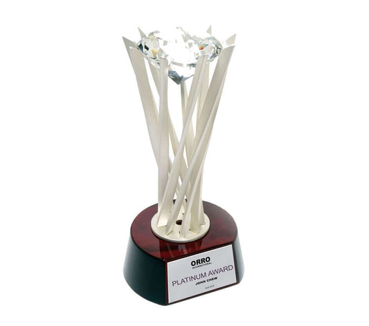 Senza Radius Diamond on Round Wood Base by Corporate Gift Store Singapore