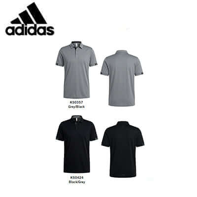 adidas SS Polo Shirt displayed in grey/black and black/grey, ideal corporate gift.