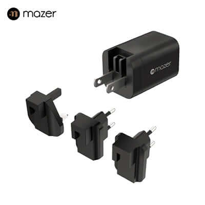 Mazer GaNPrestige 33W GaN Wall Charger with Travel Pins (2 Ports) by Corporate Gift Store Singapore