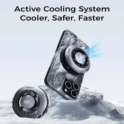 Aukey LC-G10 Qi2 Magnetic Fast Wireless Charging Active Cooling with Magnetic Ring Corporate Gifts Singapore