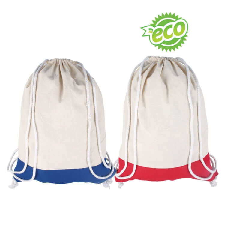2 Tone Cotton Drawstring Backpack by Corporate Gift Store Singapore