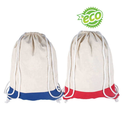 2 Tone Cotton Drawstring Backpack by Corporate Gift Store Singapore